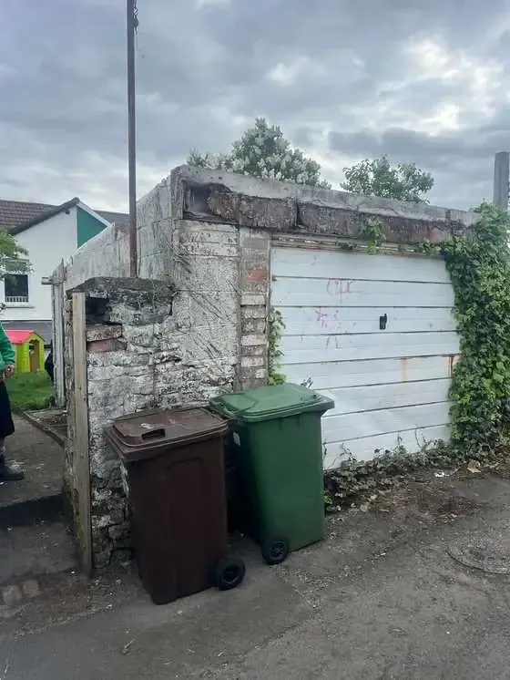 Old unsafe garage ready for demolition